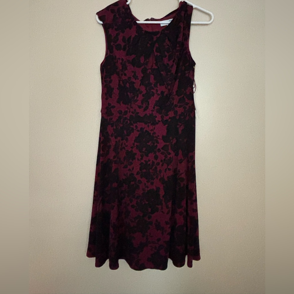 Wisp Elegant Floral Dress in Burgundy and Black